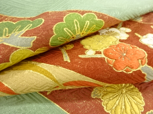  リサイクル　金彩松梅模様刺繍一つ紋色留袖(比翼付き)